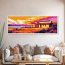 Desert House, Sunset Landscape, Vibrant Wall Art, Canvas Print, Western Home Decor, Colorful Southwest, Living Room Art, Bold Painting