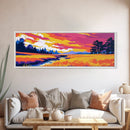 Serene Wetlands, Countryside Landscape Art, Vibrant Field Scene, Nature Inspired Print, Framed Canvas Print, Rustic Home Wall Decor