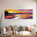 Marshland Sunset, Reflections Art, Framed Canvas Print, Tranquil Landscape, Nature Wall Art, Bedroom Artwork, Warm Autumn Colors