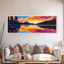 Forest Lake, Evening Reflections, Canvas Print, Tranquil Water Scene, Nature Wall Art, Rustic Cabin Decor, Vibrant Sunset Painting