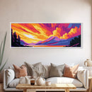 Golden Mountains, Dramatic Sunset, Framed Canvas Print, Majestic Landscape, Adventure Wall Art, Living Room Decor, Vibrant Home Artwork