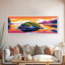 Mossy Rock, Tranquil Waters, Framed Canvas Print, Coastal Nature Art, Calming Home Decor, Zen Wall Art, Lake House Decoration