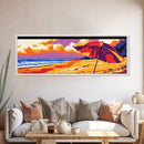 Beach Umbrella, Ocean Sunset, Coastal Escape, Canvas Print, Summer Wall Art, Vibrant Colors, Relaxing Home Decor, Seaside Serenity