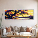 Ancient Oak, Sunset Glow, Canvas Print, Majestic Tree Art, Rustic Wall Decor, Autumn Landscape, Nature Home Artwork, Living Room Piece