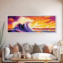 Sunset Ocean, Coastal Wave, Vibrant Seascape, Beach House Decor, Canvas Print, Nautical Wall Art, Surfing Home Decor, Summer Vibes