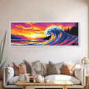 Tropical Wave, Bold Sunset, Colorful Ocean, Surreal Art, Canvas Print, Coastal Wall Art, Beach House Decor, Vibrant Landscape