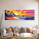 Beach Paradise, Palm Trees, Vibrant Sunset, Coastal Scene, Canvas Print, Living Room Wall Art, Island Escape, Tropical Home Decor