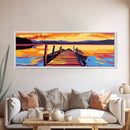 Wooden Dock, Tranquil Lake, Sunset Reflection, Serene Escape, Canvas Print, Cabin Decor, Nature Wall Art, Bedroom Wall Art