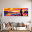 Woman By Lake, Serene Landscape, Sunset Painting, Nature Art, Canvas Print, Cozy Bedroom Art, Modern Wall Decor, Boho Living Space