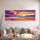 Field Sunset, Sunset Drive, Scenic Travel Art, Framed Canvas Print, Bold Colors, Boho Home Decor, Wanderlust Art, Nature Inspired