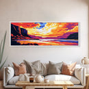 Canyon Sunset, River View, Dramatic Landscape, Framed Canvas Print, Bold Colors, Scenic Wall Art, Living Room Decor, Rustic Home