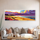 Lake View, Sunset Beach, Vibrant Seascape, Framed Canvas Print, Coastal Wall Art, Beach House Decor, Bold Colors, Summer Vibes