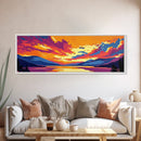 Sunset Lake, Tranquil Water, Peaceful Landscape, Framed Canvas Print, Calm Wall Art, Cozy Home, Bedroom Decor, Warm Color Palette