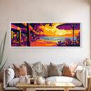 Beach Café, Ocean Sunset, Tropical Decor, Coastal Home Art, Canvas Print, Relaxing Living Room Wall Art, Travel Inspired Painting
