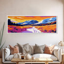 Mountain Valley, Snowy Peaks, Framed Canvas Print, Landscape Art, Home Office Decor, Nature Scene, Fall Artwork, Large Wall Art