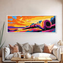 Ancient Horn, Fantasy Art, Framed Canvas Print, Surreal Landscape, Mystical Decor, Vibrant Wall Art, Gift Idea, Bohemian Artwork