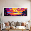 Lake Sunset, Vibrant Reflection, Framed Canvas Print, Cabin Wall Art, Fall Landscape, Cozy Home Decor, Boho Artwork, Large Wall Art