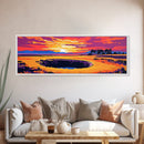 Sunken Hole, Sunset Glow, Framed Canvas Print, Surreal Landscape Art, Mystical Wall Decor, Vibrant Nature Scene, Living Room Art