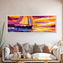 Sailboat Sunset, Nautical Scene, Framed Canvas Print, Coastal Wall Art, Ocean Decor, Vibrant Seascape, Beach House Artwork, Gift Idea