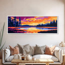 Lake Reflection, Colorful Trees, Sunset Water Scene, Nature Art, Canvas Print, Cabin Decor, Living Room Wall Art, Autumn Inspired Art