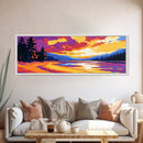 Mountain Reflection, Bold Colors, Nature Painting, Framed Canvas Print, Living Room Wall Art, Boho Home Decor, Gift Idea, Autumn Aesthetic