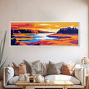 River Valley, Serene Water, Colorful Sunset, Framed Canvas Print, Nature Wall Art, Home Office Decor, Country Landscape, Fall Aesthetic