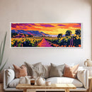Vineyard Sunset, Rolling Hills, Wine Country, Framed Canvas Print, Farmhouse Art, Dining Room Wall Art, Living Room Decor, Vibrant Colors