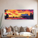 Farmhouse Landscape, Country Living, Rural Sunset, Framed Canvas Print, Rustic Wall Art, Home Office Decor, Cozy Fall Aesthetic, Warm Colors