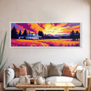 Countryside Home, Vibrant Sunset, Rural Landscape, Framed Canvas Print, Cozy Living Room Art, Farmhouse Wall Decor, Autumn Home Aesthetic