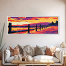 Wooden Fence, Sunset Prairie, Rustic Scenery, Framed Canvas Print, Country Wall Art, Farmhouse Home Decor, Nature Landscape, Autumn Mood