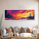 Cabin Sunset, Mountain Retreat, Cozy Home, Rustic Nature, Framed Canvas Print, Fall Decor, Country Wall Art, Living Room Decoration