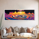 Water Ripples, Sunset Reflection, Tranquil Lake, Vibrant Nature, Framed Canvas Print, Zen Home Decor, Meditative Art, Living Room Wall Art