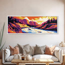 River Valley, Sunset Landscape, Vibrant Wall Art, Framed Canvas Print, Living Room Decor, Nature Scene, Western Art, Boho Style