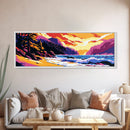 Ocean Waves, Coastal Scene, Vibrant Seascape, Canvas Print, Beach House Decor, Living Room Wall Art, Nature Artwork, Sunset Painting