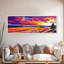 Rolling Fields, Golden Landscape, Sunset Art, Canvas Print, Country Home Decor, Farmhouse Wall Art, Warm Autumn Painting, Vibrant Sky
