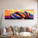 Braided Rope, Nautical Theme, Coastal Art, Canvas Print, Beach House Decor, Modern Wall Art, Abstract Painting, Vibrant Rope Design