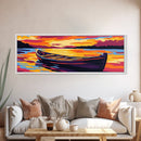 Canoe on Lake, Tranquil Sunset, Nature Art, Canvas Print, Cabin Wall Decor, Lake House Art, Water Landscape, Warm Color Palette