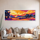 Countryside Barn, Sunset Art, Rural Landscape, Warm Autumn Decor, Canvas Print, Cozy Home Wall Art, Rustic Farmhouse Painting