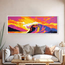 Ocean Wave, Beach Wall Art, Coastal Decor, Framed Canvas Print, Colorful Seascape, Modern Art, Surfing Gift, Vibrant Painting