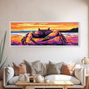 Sunset Crab, Coastal Art, Beach Decor, Framed Canvas Print, Vibrant Ocean Wall Art, Colorful Marine Life, Nautical Living Room Art