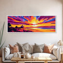 Castle Beach, Dreamy Sunset, Fantasy Wall Art, Canvas Print, Vibrant Coastal Painting, Storybook Landscape, Surreal Living Room Art