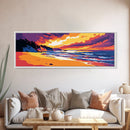Coastal Serenity, Tropical Beach, Sunset Seascape, Framed Canvas Print, Ocean Horizon Art, Vibrant Nautical Decor, Modern Living Room Art