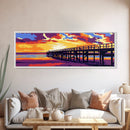 Sunset Pier, Beach Wall Art, Coastal Decor, Vibrant Seascape, Framed Canvas Print, Modern Home Art, Large Landscape, Ocean Sunset