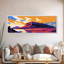 Desert Plateau, Mountain View, Vibrant Landscape, Bold Nature Scene, Framed Canvas Print, Southwestern Decor, Living Room Wall Art