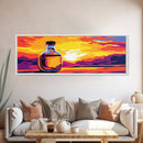 Whiskey Bottle, Sunset, Reflection, Canvas Print, Bar Wall Art, Whiskey Lover Gift, Rustic Decor, Warm Color Palette, Unique Wall Art