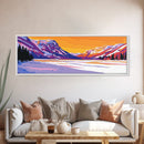 Snowy Mountains, Winter Scene, Sunset, Canvas Print, Cozy Cabin Art, Rustic Wall Decor, Mountain Lovers Gift, Serene Nature Print