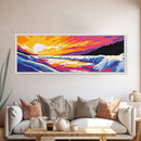 River Sunset, Cascading Water, Canvas Print, Waterfall Wall Art, Nature Inspired Painting, Colorful Landscape Art, Living Room Decor