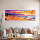 Golden Beach, Vibrant Sunset Print, Ocean Landscape, Seaside Home Decor, Canvas Print, Living Room Art, Warm Colors, Relaxing Scene