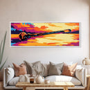 Driftwood Sunset, Nature Art, Rustic Wall Decor, Vibrant Landscape, Framed Canvas Print, Serene Seascape, Lake House, Bold Colors