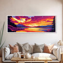 Sunset Lake, Mountain Reflection, Nature Art, Framed Canvas Print, Vibrant Wall Art, Fall Home Decor, Living Room Painting, Gift Idea